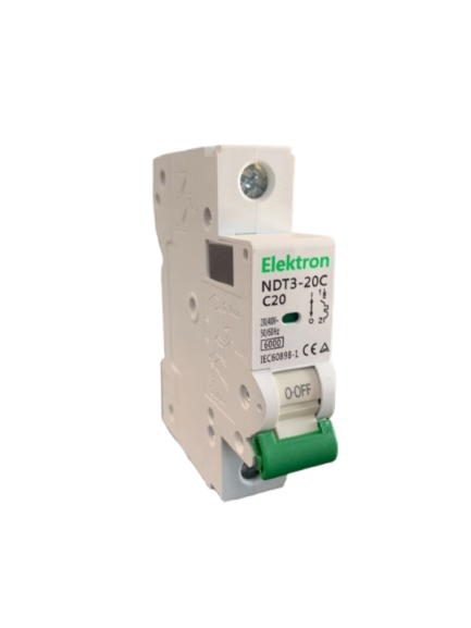 INTERRUPTOR TERMOMAGNÉTICO ACCESORIABLE ELEKTRON 20A 6KA 1P