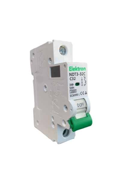 INTERRUPTOR TERMOMAGNÉTICO ACCESORIABLE ELEKTRON 32A 6KA 1P