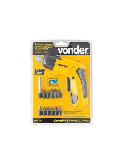 VONDER ATORNILLADOR BATERIA LITIO 3.6V PBV120 1/4´´ C/ 12 AC