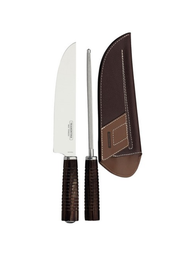 [5143] JUEGO CUCHILLO/AFILADOR 2PZAS CHURRASCO ROBLE - TRAMONTINA